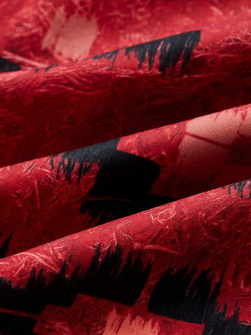 Miaspire Women's Geometric Tie-Dye Print Stand Collar Batwing Sleeve Casual Dress