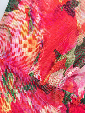 Mienne Floral Print Ruched Tie Backless Dress