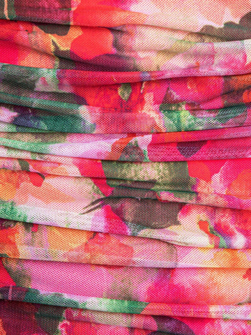 Mienne Floral Print Ruched Tie Backless Dress