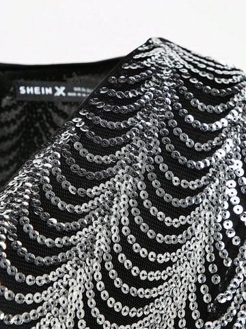 Mienne V Neck Sequin Romper