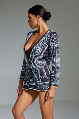 Milani Gold Pearl Blazer Dress