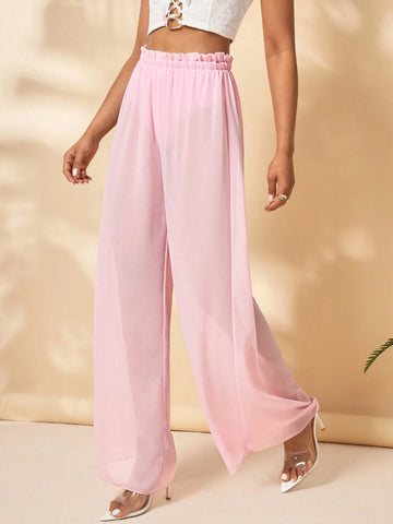 Mindsi Wide Leg Chiffon Pants