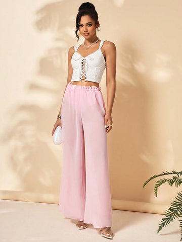 Mindsi Wide Leg Chiffon Pants