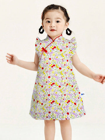 Mini Bala Children's Summer New Chinese Style Floral Dress
