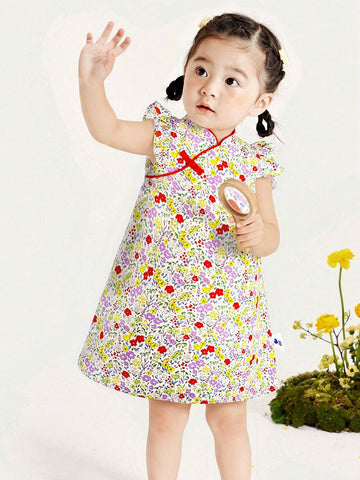 Mini Bala Children's Summer New Chinese Style Floral Dress