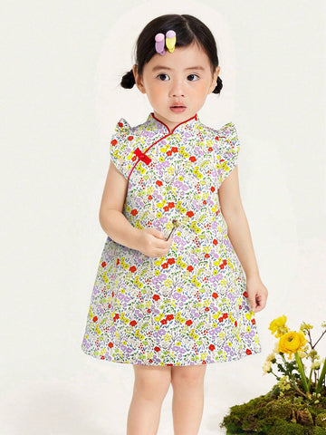 Mini Bala Children's Summer New Chinese Style Floral Dress