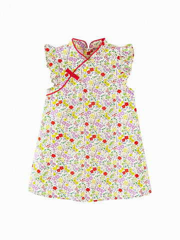 Mini Bala Children's Summer New Chinese Style Floral Dress