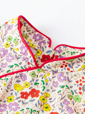 Mini Bala Children's Summer New Chinese Style Floral Dress