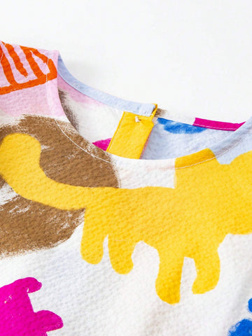 Mini Bala Girls' Baby Dress Summer Breathable Pure Cotton Lotus Edge Small Sleeve Dress