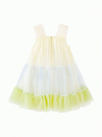 Mini Bala Girls' Dress Summer Pure Cotton Sweet Ocean Style Net Bubble Skirt Loose Stylish Versatile