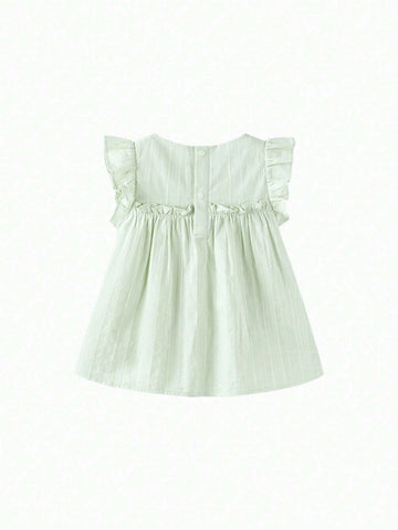 Mini Bala Girls Short Sleeve Shirt 2024 Summer New Baby Cotton Breathable Solid Color Top