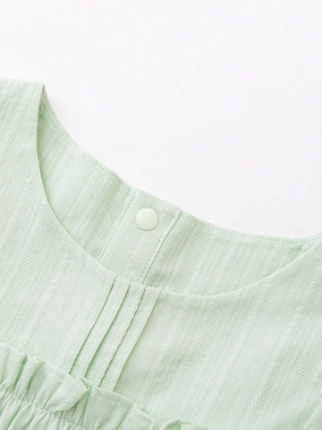 Mini Bala Girls Short Sleeve Shirt 2024 Summer New Baby Cotton Breathable Solid Color Top