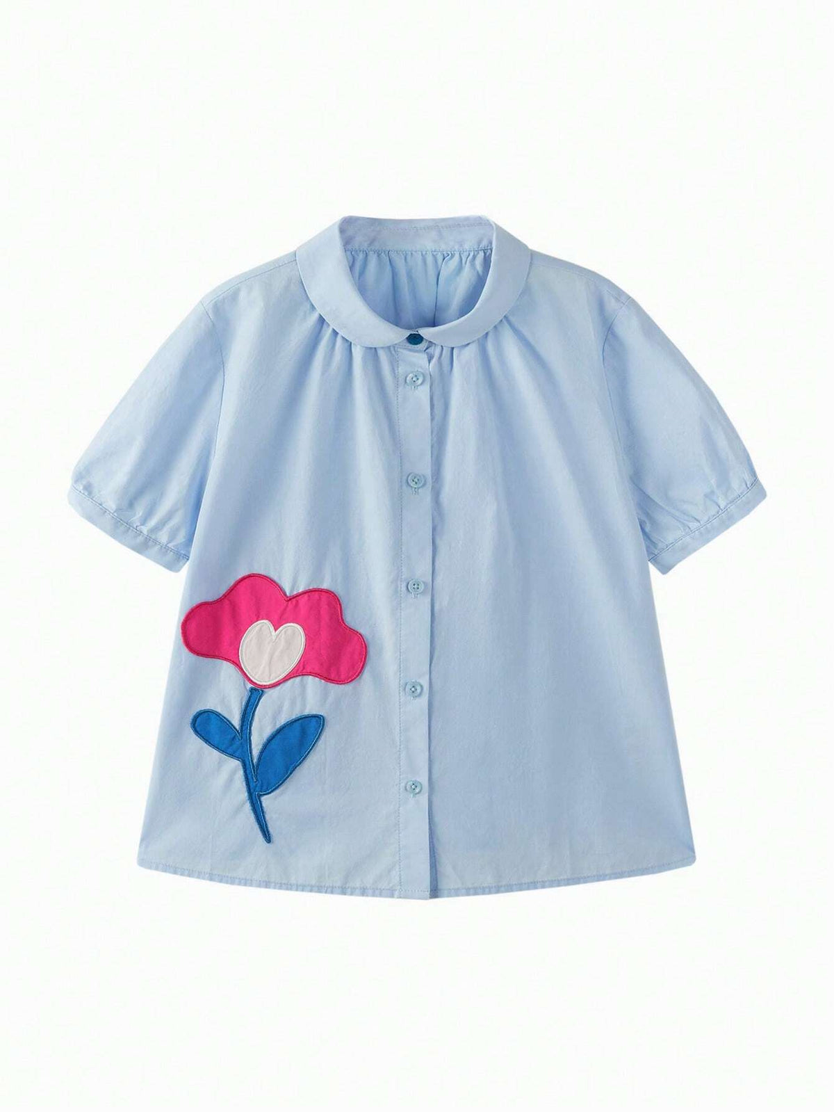 Mini Bala Girls Short Sleeve Shirt Summer New Baby Fashion Sweet Fashion Bubble Sleeve Collar Clothes