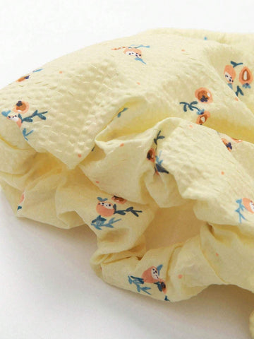 Mini Bala Girls' Summer Dress Year Old Baby Sweat Absorbing Pure Cotton Full Print Bubble Sleeve Dress