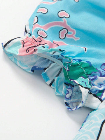 Mini Bala Summer New Girls' Baby Breathable Pure Cotton Dreamy Chinese Style Qipao Dress