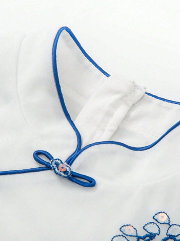 Mini Bala Summer New Girls' Baby Dreamy Chinese Style Collar Vest Princess Dress