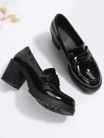 Minimalist Chunky Heeled Penny Loafers