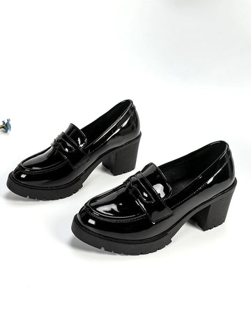 Minimalist Chunky Heeled Penny Loafers