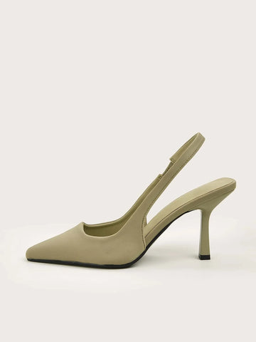 Minimalist Point Toe Stiletto Heeled Slingback Pumps