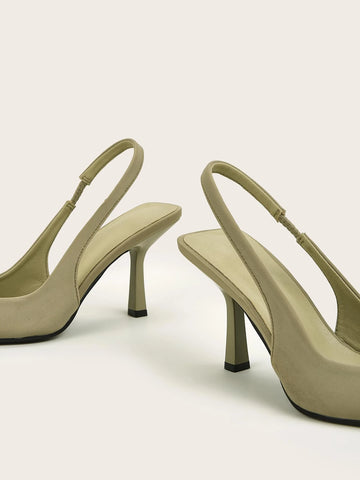 Minimalist Point Toe Stiletto Heeled Slingback Pumps