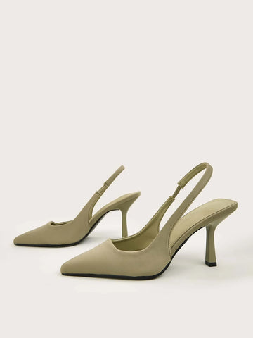 Minimalist Point Toe Stiletto Heeled Slingback Pumps