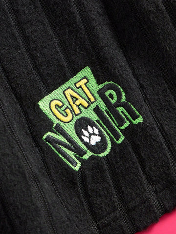 Women's Black Autumn Eye Pattern Ribbed Hooded Dress Winter Funny Fleece War