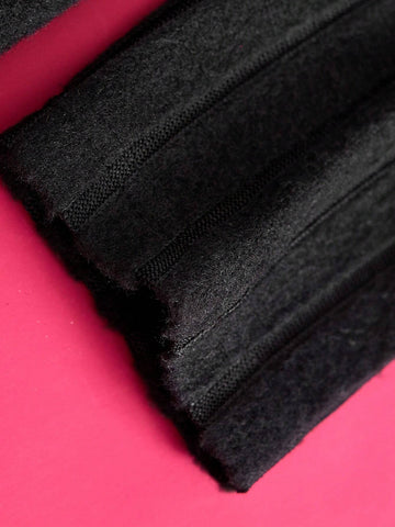 Women's Black Autumn Eye Pattern Ribbed Hooded Dress Winter Funny Fleece War