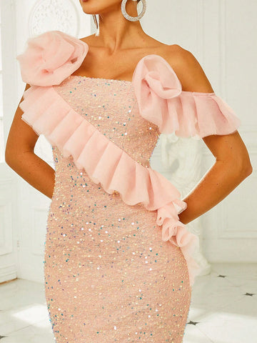 Missord Women'S 3d Flower Decorated Sparkly Mermaid Formal Evening Dress