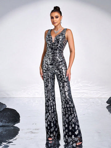 Missord Women's Shiny Sequin Jumpsuit