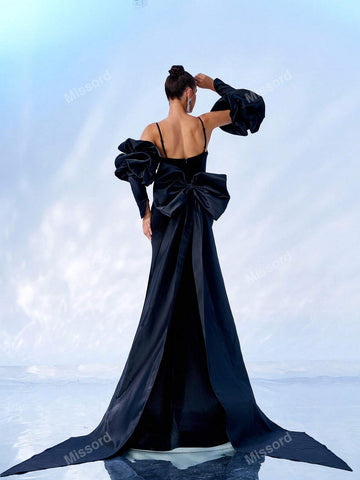 Missord Women's Solid Color Mermaid Hem Maxi Bodycon Elegant Evening Dress