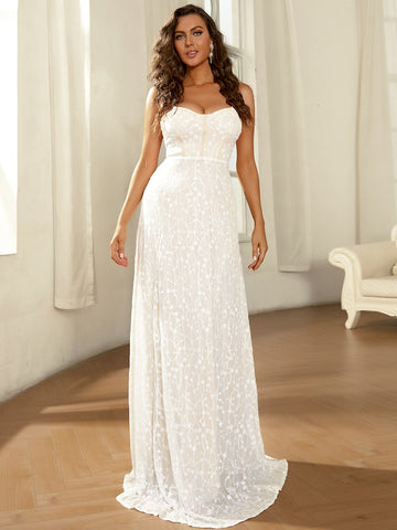 Missord Zip Back Embroidery Formal Gown