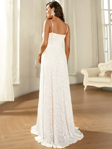 Missord Zip Back Embroidery Formal Gown