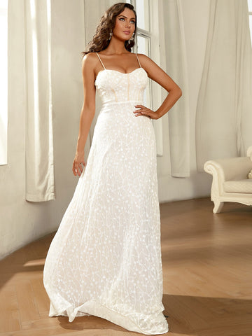 Missord Zip Back Embroidery Formal Gown