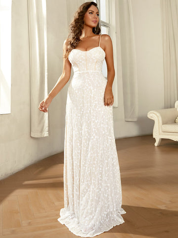 Missord Zip Back Embroidery Formal Gown