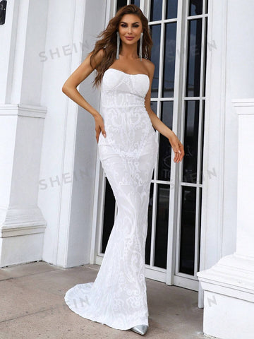 Missord Zip Back Mermaid Hem Tube Formal Dress