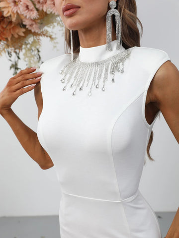 Mock Neck Mermaid Hem Formal Dress