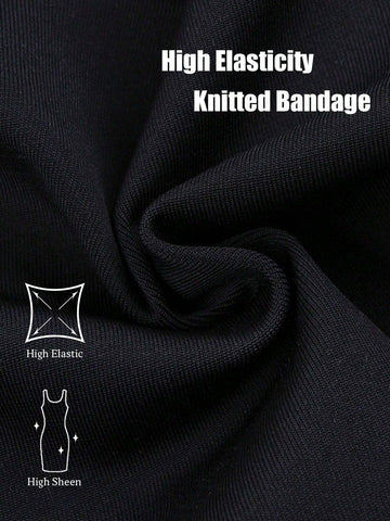 Modphy New Fashion Women Sexy Pearl Decor Extra Long Sleeve Maxi Bandage Dress, Elegant Party Evening Gown