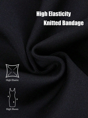 Modphy New Sexy Handmade Beading Rhinestone Pleated Bandage Bodycon Mini Dress, Elegant Party Evening Gown For Women