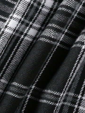 Mom-Daughter Fashion Ribbed Knit Patchwork Camisole Sleeveless Houndstooth Print Dress