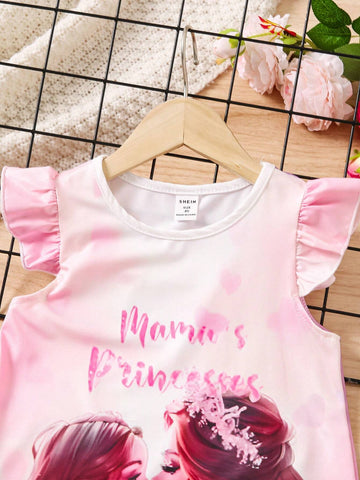 Mother Day - 2pcs Toddler Girls Cute Rose Print Dress Set