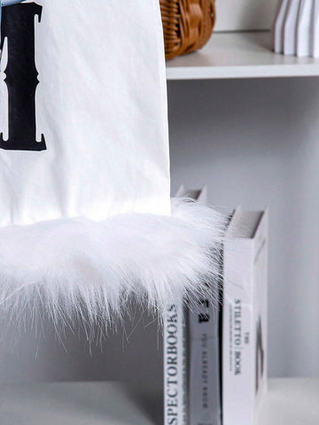 Mother Day Young Girls And Their Mothers Print Stand Collar Faux Fur Trim A-Line Dress, Suitable For Holiday Beach Vacation In Summer