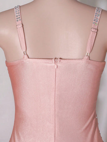 NIKBK Women's Shiny Sexy Slim Fit Crystal Ornament Christmas, Birthday, Date Night, Homecoming, Wedding Event, Sleeveless, Bodycon, Mini, Short Formal Cocktail Party, Ball Gown Dress