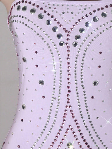 NIKBK Women's Sparkling Sexy Bodycon Rhinestone Christmas/Birthday/Back-To-School/Wedding Event/Date Night Sleeveless Spaghetti Strap Mini Cocktail Party Formal Dress