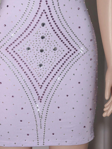 NIKBK Women's Sparkling Sexy Bodycon Rhinestone Christmas/Birthday/Back-To-School/Wedding Event/Date Night Sleeveless Spaghetti Strap Mini Cocktail Party Formal Dress