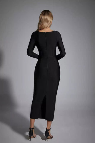 Nevaeh Black Cutout Bandage Midi Dress