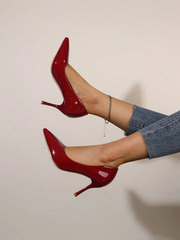 New 2024 Red Patent Leather High Heels For Women, Elegant, Sexy, Stylish Pointed Toe Stiletto Shoes