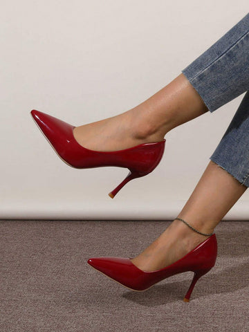 New 2024 Red Patent Leather High Heels For Women, Elegant, Sexy, Stylish Pointed Toe Stiletto Shoes