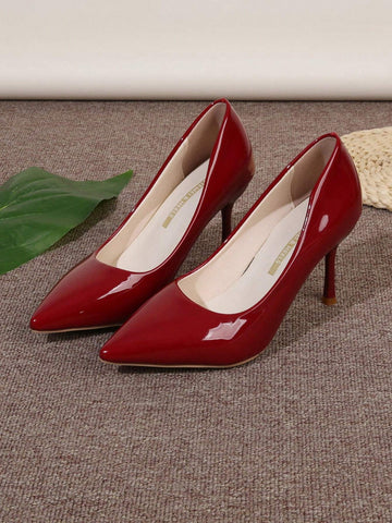 New 2024 Red Patent Leather High Heels For Women, Elegant, Sexy, Stylish Pointed Toe Stiletto Shoes
