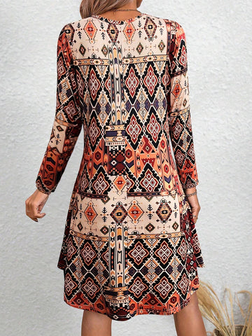 New Arrival All-Over Print Long Sleeve Dress For Women, Autumn/Winter
