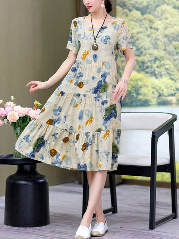 New Arrival Casual Loose Fit Printed Mid-Length Dress For Summer